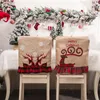 Décorations de noël housse de chaise en tissu Elk père noël pour la maison accessoires de décoration de Table cadeaux décor de noël