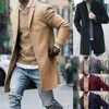 Erkek yünleri Moda Moda Erkekler Uzun Kollu Ceket Sıcak Kalın Yün Peacoat Sonbahar Kış Boy Palto 220930