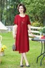 Casual Dresses 2022 Summer Mother Dress Vintage Middle-aged And Elderly Womens Chiffon Embroidery Loose Cover Belly Western Style