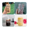 USA Warehouse Sublimation Mugs 16oz Glass Tumbler Juice Can Double Wall Mug Snow Globe with Bamboo Lid Plastic Straw Cup With Hole b103