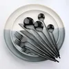 Set di stoviglie JANKNG Specchio Nero Set Coltello Forchetta Cucchiaio da dessert Posate Posate in acciaio inossidabile Posate da cucina Cena