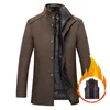 Mélanges de laine pour hommes Est Hommes Manteaux de laine d'hiver Casual Business Trench-Coat Solide Couleur Épais Mens Veste de laine Long Manteau avec gilet 220930