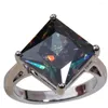 Br￶llopsringar 4 F￤rgalternativ Square Red Garnet Green Zircon Silver Plated Argent Ring US# Storlek 6/7 8 9 S0092 S0093 S0094 S0095