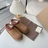 Tazz ayak bileği kürk botları tasarımcı Avustralya platformu boot kadın kapalı Avustralya terlik kalın dip gerçek deri sıcak kabarık patik