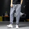 Calça masculina masculino masculino salto de hip hop harajuku roupas linho harém casual joggers homem calça de verão masculino macho