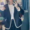 Trajes de mujer temperamento ropa coreana cuello en V Blazers blancos chaqueta de mujer 2022 otoño abrigo de Tweed Chic para Chaquetas