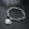 Charm armband märke silver smycken kvinnliga hjärtarmband 925 toppkvalitet