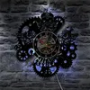 Zegary ścienne Winylowe zapisy nowoczesny design 3D dekoracyjny steampunk z 7 różnymi kolorami LED zmiany sprzęt Watch Home Decor 220930