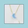 Pendant Necklaces Handmade Opal Crystal Blue Moon Pendant Necklace Resin Crescent Jewelry For Women Girlfriend Lovely Minima Yydhhome Dht3V