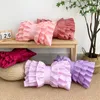 Pillow Bow Pillowcase Solid Color Silky Backrest Cover 30X50cm For Home Decor Luxury Ruffle Sofa Lumbar Case Funda Cojin