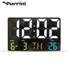 Wall Clocks Remote Control Large Electronic -mounted Digital LED Light Sensing Temp Date Power Off Memory Table 220930