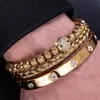 Luxury Micro Pave CZ Leopard Head Roman Royal Charm Bracelets Men Bracelets Stainless Steel Crystals Bangles Couple Handmade Jewelry Gift