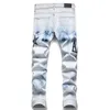 Пешеходные мужские дизайнерские джинсы разорванные хип -хоп Хай -стрит бренда панталоны Vaqueros para hombre Мотоциклевая вышивка.