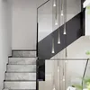 샹들리에 현대 크리스탈 대형 샹들리에 조명 창조적 개성 회전 계단 램프 긴 천장 조명