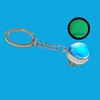 Keychains Luminous universe star key solar system earth pendant Galaxy Nebula doublesided glass ball gift