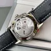 Pam Herrenuhr, 44 mm, automatisches mechanisches Uhrwerk P9001, Gehäuse aus 925er Sterlingsilber, Lederarmband, wasserdicht, 50 m