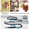 Colliers pour chiens laisse réfléchissante corde de Traction ceinture de course pour animaux de compagnie mains élastiques Jogging tirer métal D-ring laisses accessoires