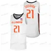 GLA MITNESS Custom Illinois Fighting Illini College Basketball Jersey NCAA Kofi Cockburn Andre Curbelo Trent Frazier Luke Goode Jacob Grandison Coleman