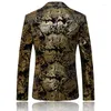 Herrar kostymer boutique mode guld blazer 2022 bronzing mens smal fit kostym jacka m￤n br￶llop nattklubb scen kl￤nning plus storlek s-5xl