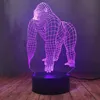 Orangutan 3D Optical Night Light Illusion Домашняя кровать на столовой лампе 16 изменение цветового бара