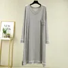 Women's Sleepwear Women Modal Nightdress Long Sleeve Homewear Casual Loose Nightwear Home Dressing Gown Nightgown Soft