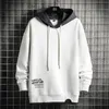 Weiße Hoodies Männer Mode Kleidung Farbe Block Hip Hop Hoodies Für Männer Mit Kapuze Streetwear Sweatshirts Männer Langarm Shirts Tops