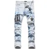 Пешеходные мужские дизайнерские джинсы разорванные хип -хоп Хай -стрит бренда панталоны Vaqueros para hombre Мотоциклевая вышивка.