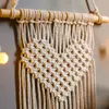 Hand Knit Hollow Heart Macrame Tassel Bedide Tapestry Hanger Muur Hangende Chritma's Hangende Noordse muurhanger Home Decor