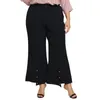 Pantaloni Taglie forti Donna Pantaloni larghi casual tinta unita Pocket Color Ladies Cropped