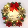 Decorative Flowers 30/40cm LED Light Christmas Wreath Artificial Pinecone Red Berry Garland Hanging Ornaments Front Door Wall Decor Year