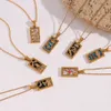 2023 Nuevo diseño Vintage Geométrico Estrella Sol Luna Emperatriz Amante Reina Rectangular Chapado en oro Colgante Tarot Tarjeta Collar Místico Joyería de Navidad Regalos para mujeres