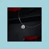 Pendant Necklaces Fashion Transparent Invisible Fishing Line Cubic Zircon Round Pendant Choker Necklace 6Mm 8 Mm For Wome Carshop2006 Dhmp9