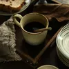 Mokken Vintage Coffee Cup Set keramische mok met handvat en lepel grote eenvoudige bekers tazas de cafe creativas desayuno paar geschenken