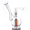 Mini bécher Recycler Bong en verre soufflé à la main Conception unique Petit tuyau d'eau pour fumer 14 mm Joint Bras Arbre Filtre Nid d'abeille avec 30 mm Bubbler Tuyaux de brûleur à mazout 1pcs