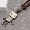 Leuke beweegbare robot hanger ketting verstelbare lederen ketting kettingen voor vrouwen mannen mode sieraden cadeau