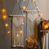 Hand Knit Hollow Heart Macrame Tassel Bedside Tapestry Pendant Wall Hanging Chritmas Hanging Nordic Wall Hanger Home Decor