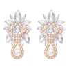 Colorblock cristal avec perle eau boucles d'oreilles pour femmes brillant strass fleur boucles d'oreilles 2022 bijoux