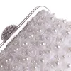 Bolsos de noche, bolsos de mano con cuentas de perlas de diamantes de imitación, bolso de mano blanco para mujer, bolsos de mano elegantes con cadena larga, bolso nupcial de lujo para boda