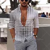 Mäns avslappnade skjortor 2022 3D Simple Print Men's Long Sleeve Lapel Hawaiian Streetwear Male Clothes Loose Tops Shirt for Men