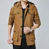 Mensjackor Autumn och vinter Mens Plush Cotton Windbreaker Fashion Märke Godkvalitet Casual Work Clothes Hat Jacket Stor tjock kappa 220930