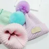 Kids Pompon Hats Knitting Gorro de diseñador de Australia Niños Niños Pom Pom Pom Caberas de calavera de tejido Bonteo Invierno Beanie Cálido Tail Muff de orejas 12 Color