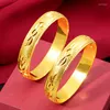 Bangle 24k Gold Plated Armband Bangles For Women's Bride Sand 12m Boutique Buckle Face Tjockade smycken g￥vor