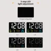 Wall Clocks Remote Control Large Electronic -mounted Digital LED Light Sensing Temp Date Power Off Memory Table 220930