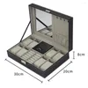 Jewelry Pouches PU Leather Watch Box 8 Grids Wooden Storage Case Display Organizer Collection Gift