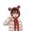 القبعات Xeongkvi الكورية الكرتونية جميلة ضفدع الأطفال كاب خريف الشتاء العلامة التجارية حماية الأذن فرقة الشعر جشول بيني كبسولات الأطفال