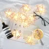 Strängar led fairy sträng ljus retro järn metall hexagon pentagram diamant boll rep xmas semester bröllop fest hem dekoration lampa