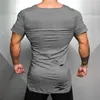 Magliette da uomo muscleguys 2022 camicia fitness estiva uomo t-shirt t-shirt a collo quadra magliette slim fit hip hop estendi maglietta