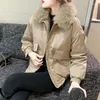 Damesgeuljagen faux bont kraag herfst winter fleece jas vrouwen losse bovenkleding Koreaans kort wagden jas