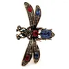 Broscher vintage guldton r￶d bl￥ kristall honungsbi brooch micro pave clear wing designer stift s￶ta insektsmycken