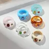 Anneaux de mariage esthétique coloré Transparent couleur bonbon résine acrylique Vintage cristal strass ensemble pour femmes Bague Femme cadeau